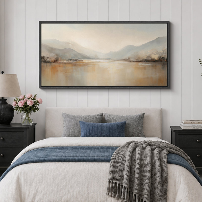 Grande impression sur toile encadrée, impression de paysage abstrait pour la décoration intérieure moderne, Noir