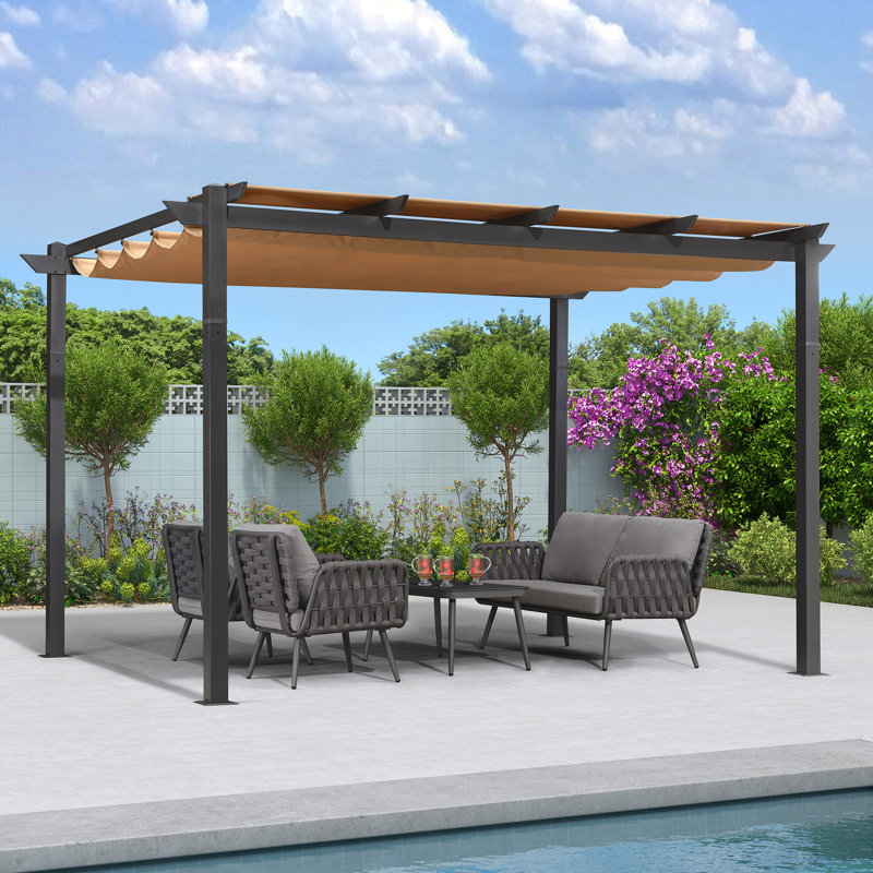 4m x 3m Aluminium Pergola, Beige