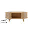 Table basse ovale en bois cannelée avec station de charge-317725766