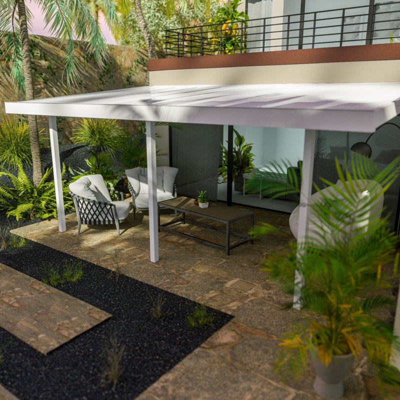 Auvent de terrasse Contempra Slope en blanc, H 108 po x l 192 po x P 144 po
