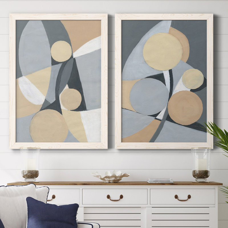 " Millenium I " 2 - Pieces, White Framed Canvas, No Mat, 32" H x 23" W x 1" D