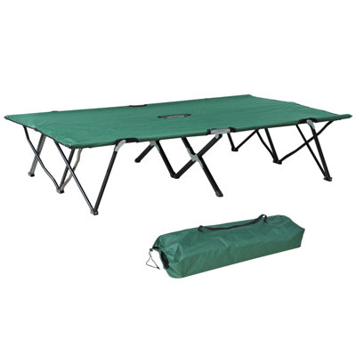 Lit de camp pliant pour 2 personnes pour adultes, lit de camp portatif extérieur extra large de 50 po avec sac de transport, lit de camping surélevé, randonnée à la plage