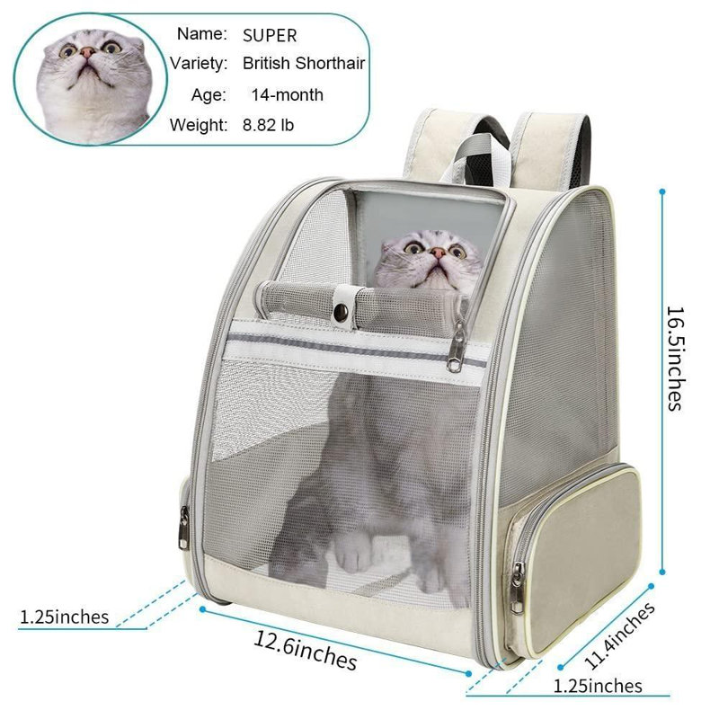 Innovative Traveler Bubble Backpack Pet Carriers For Cats And Dogs, Creamy White