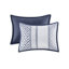 Édredon 7 pièces en grand bleu marine - Literie élégante pour chambre avec édredon, taies décoratives, coussins décoratifs et jupe de lit pour motifs tissés-128921311-128921313