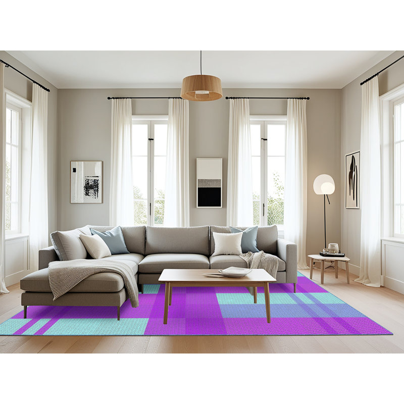 Tapis mauve à motif géométrique Kingsdown, Rectangle 8 pi x 12 pi