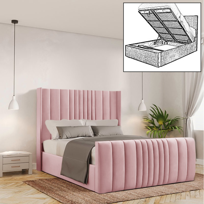 Bastin Upholstered Ottoman Storage Bed, Super King (6'), Pink