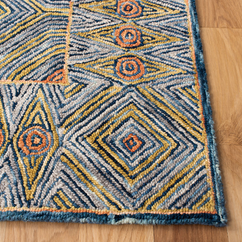 Emmamarie Hand Tufted Wool And Cotton With Latex Geometric Rug, Round 5'