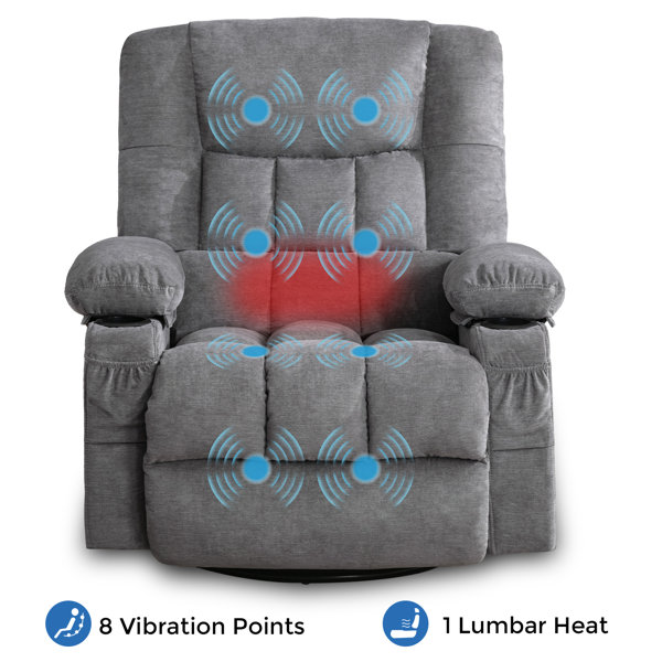Latitude Run® Oates Manual Swivel Massage Recliner Chair With Heat And ...