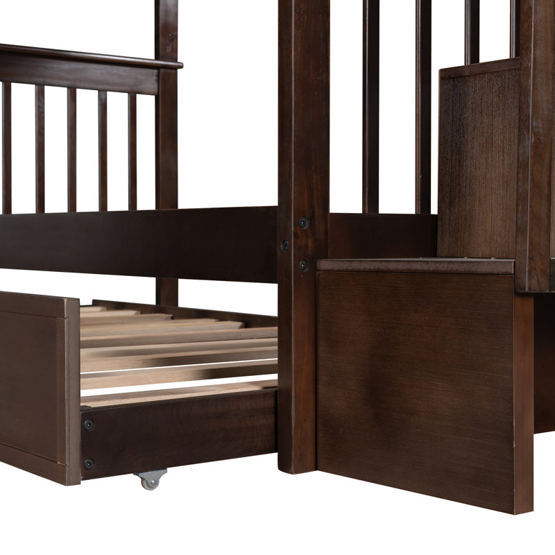 Anjuli Kids Twin Over Twin Bunk Bed with Trundle, Espresso