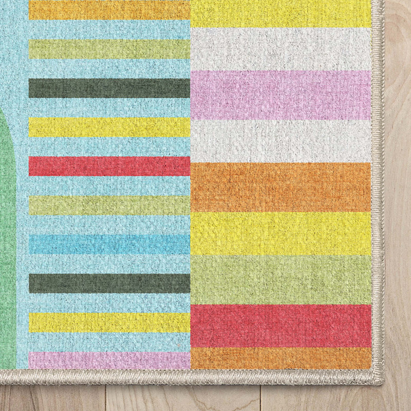 Crayola Modern Parade Multi Color Area Rug, Rectangle 5'3" x 7'3"