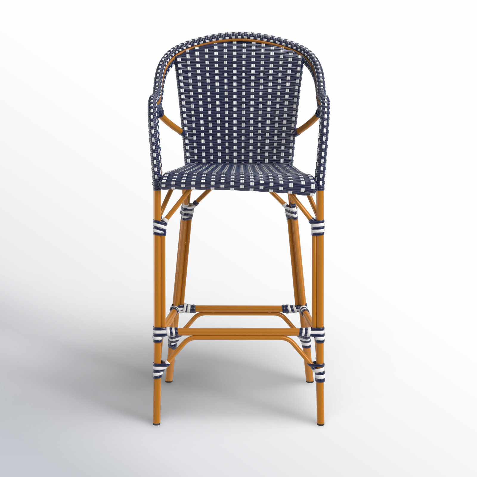 Popplewell 46.5'' Aluminum Outdoor Bar Stool, Navy/White, 29.5" H x 22.5" W x 25.5" D
