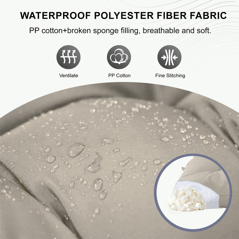 Coussin de balançoire d'extérieur imperméable kaki en mélange de polyester de 5 po d'épaisseur x 60 po x 40 po x 5 po kaki