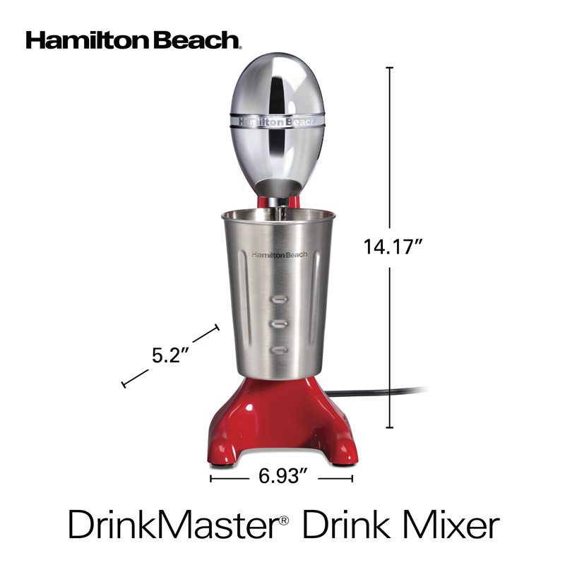 Mélangeur à boisson 2 vitesses Hamilton Beach 28 oz. Tasse en acier inoxydable rouge