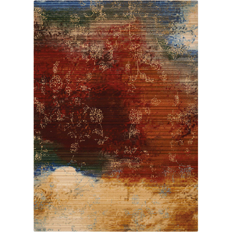 Straun Floral Indoor Rug, Rectangle 5'6" x 8'