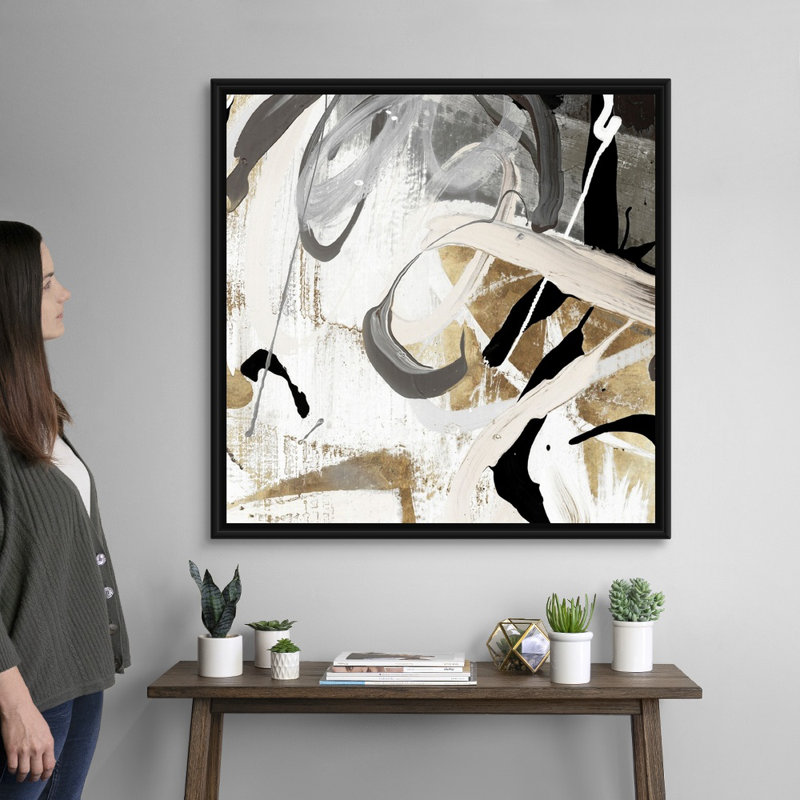 " Tangled I " Painting Print, Floater Framed Canvas, 37.25" H x 37.25" W, Black