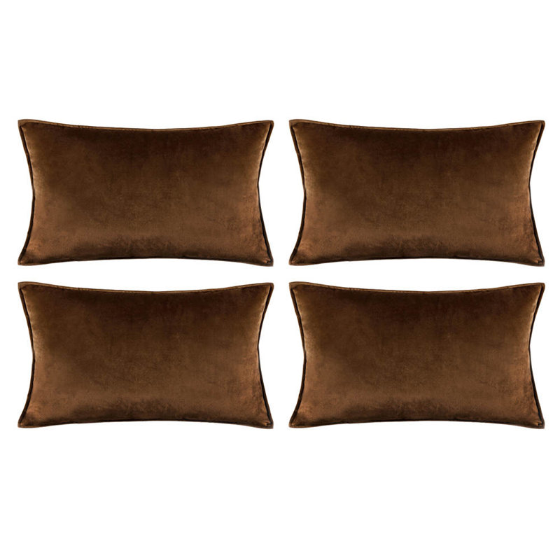  Housse de coussin carré en velours, Brun, Housse de coussin seulement - sans coussin