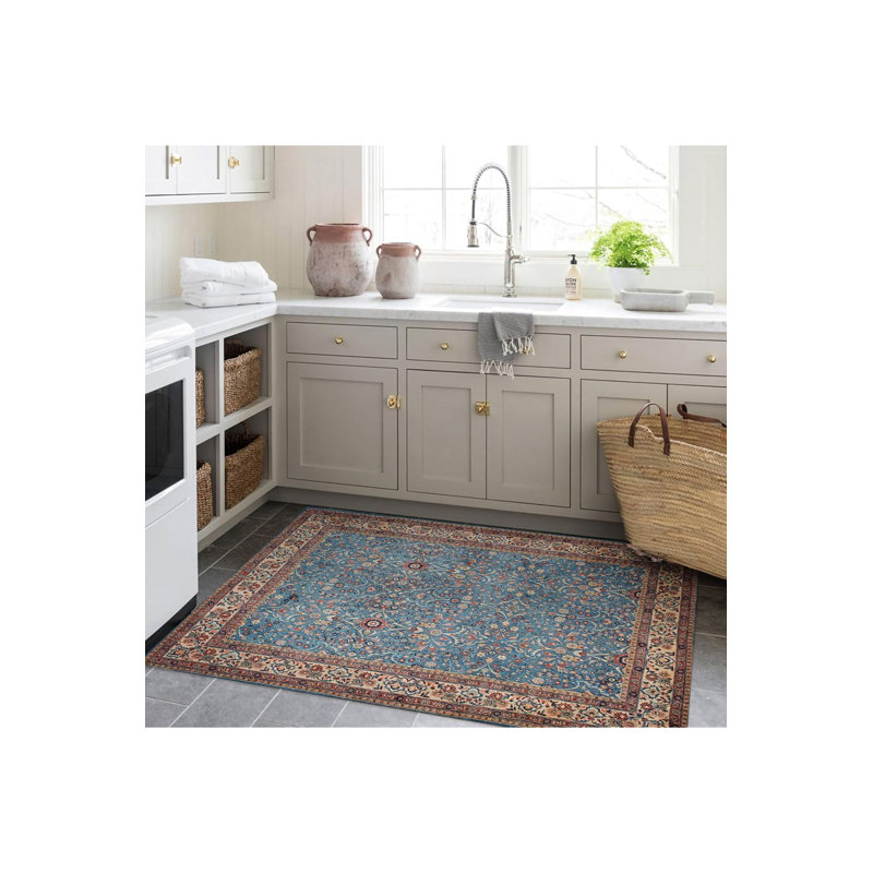 Tapis beige lavable à la machine, Rectangle 3 pi 11 po x 5 pi 11 po
