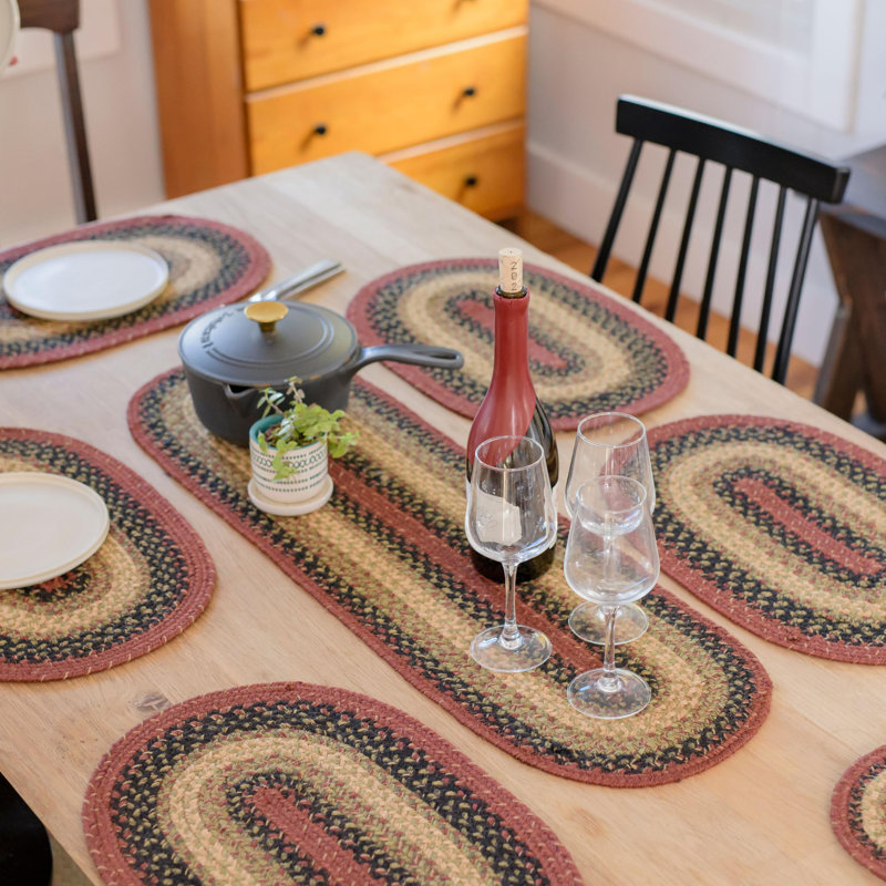 Chemin de table d'intérieur tressé en jute de qualité supérieure Kimmel, taille 11 po x 36 po, 11 po x 36 po ovale, Highland