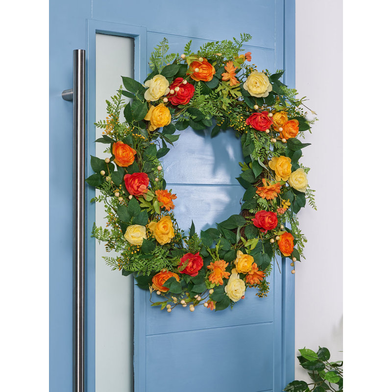 Faux Rose 80cm Wreath