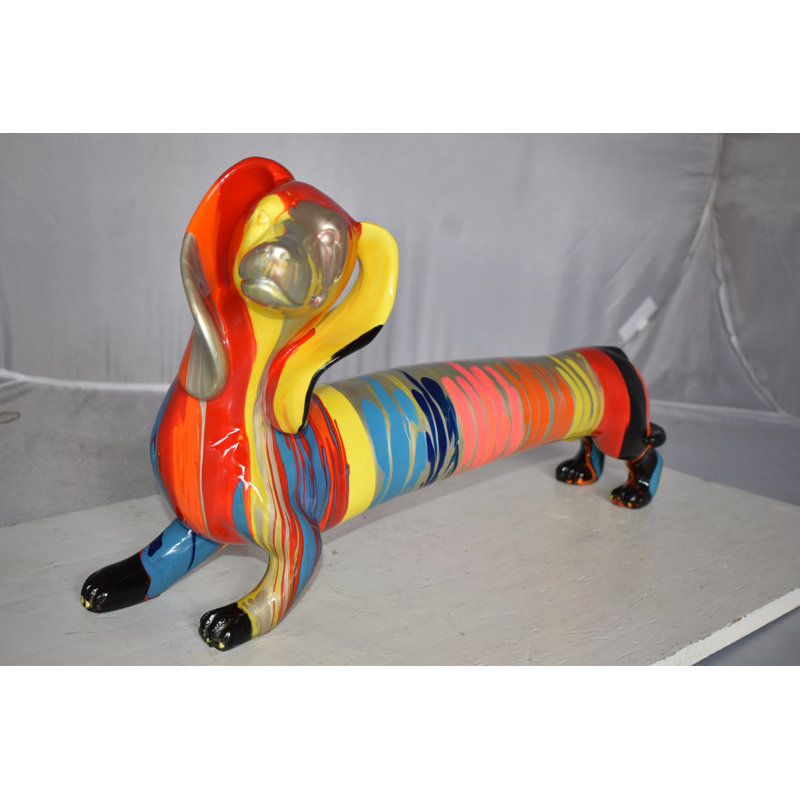 Hazlehurst Graffiti Looking Dachshund Dog Statue from Resin  25" x 10" x 15"H