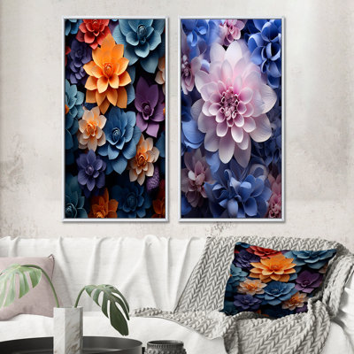 «Orange Blue Abstract Still Lifes», 2 pièces sur toile