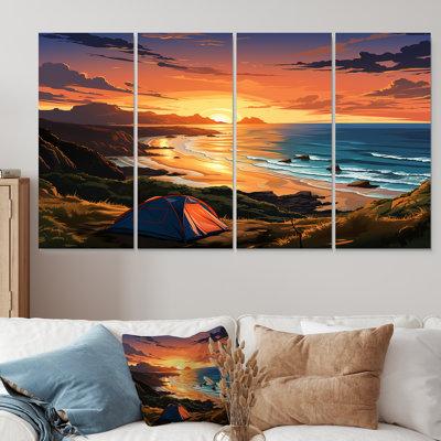 Ensemble d'art mural 4 pièces Coastal Camping Tents Retreat II