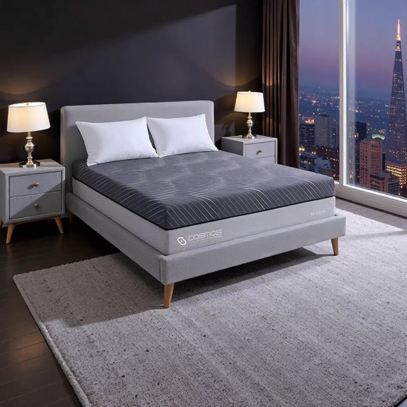 Matelas hybride SUN QUEEN de 14 po - Grand lit, gris, ressorts ensachés et mousse viscoélastique, Grand lit
