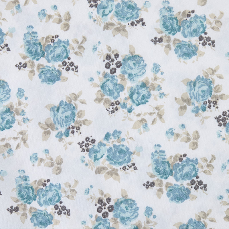 Kashmir Rose Blue Floral Microfiber Twin Sheet Set