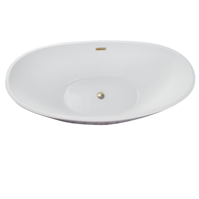 67.25'' x 30.75'' Freestanding Soaking Acrylic Bathtub, Polished Brass