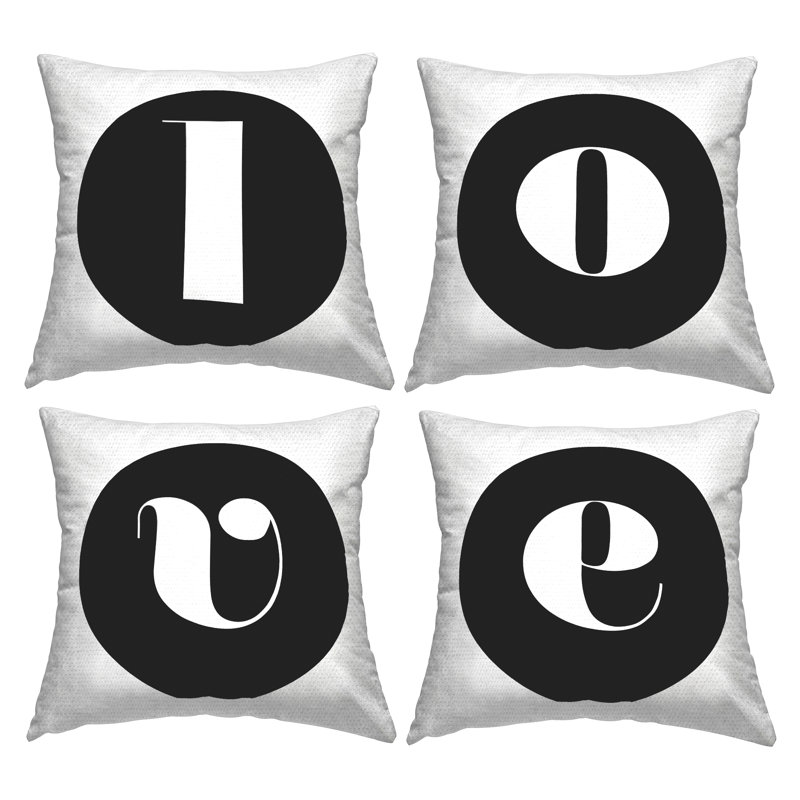 Ensemble de coussins décoratifs d'extérieur 4 pièces Love Initiales par Lil 'Rue