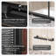 Porte de douche sans cadre en aluminium et acier inoxydable noir mat de 152 cm x 157 cm avec double porte coulissante et rail à fermeture douce et silencieuse