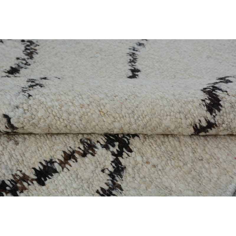 Nomad Hand Knotted Wool Geometric Area Rug, Rectangle 10' x 14', Black/White