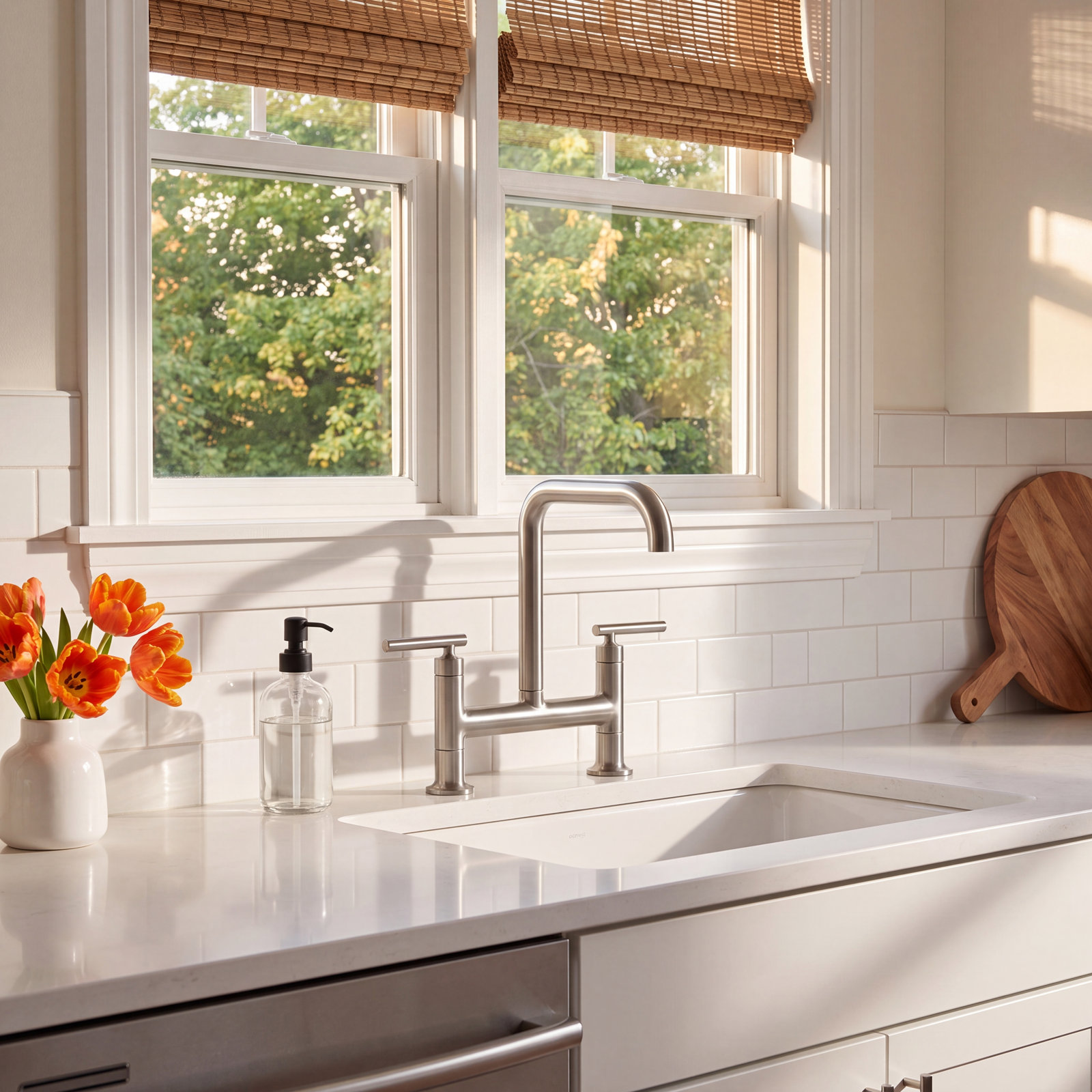 Purist Two-Hole Bridge Kitchen Faucet, Vibrant Stainless