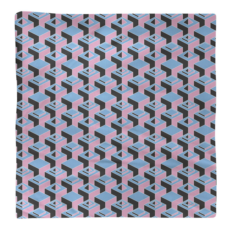 Serviette de table en coton à motif de gratte-ciels à deux couleurs, H 0,1 po x l 22 po x P 22 po, Bleu sarcelle / rose
