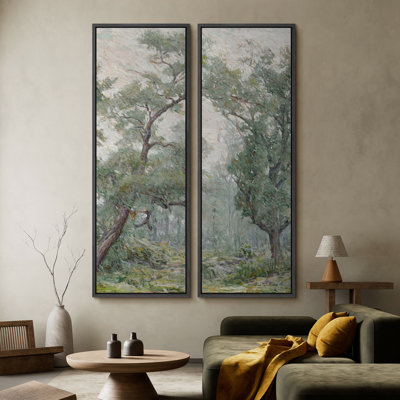 Vintage Floral and Landscape Wall Art - 20x60 inches Framed Canvas Set of 2