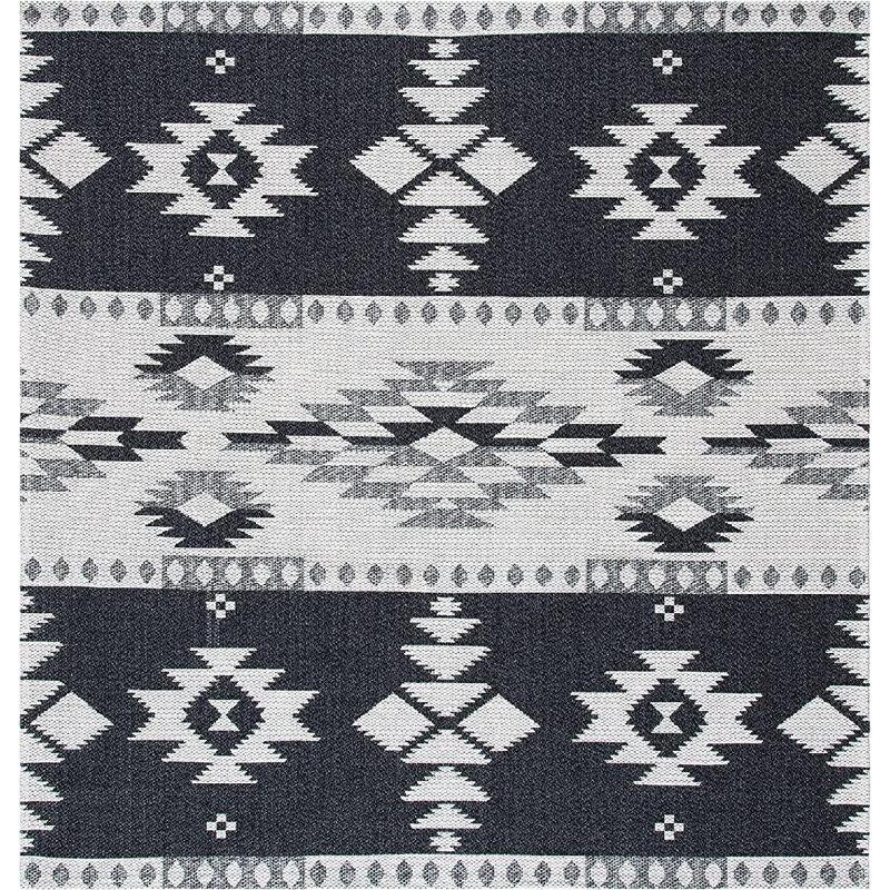 Tapis noir / gris clair Stansfield Southwestern, Carré 6 pi 4 po