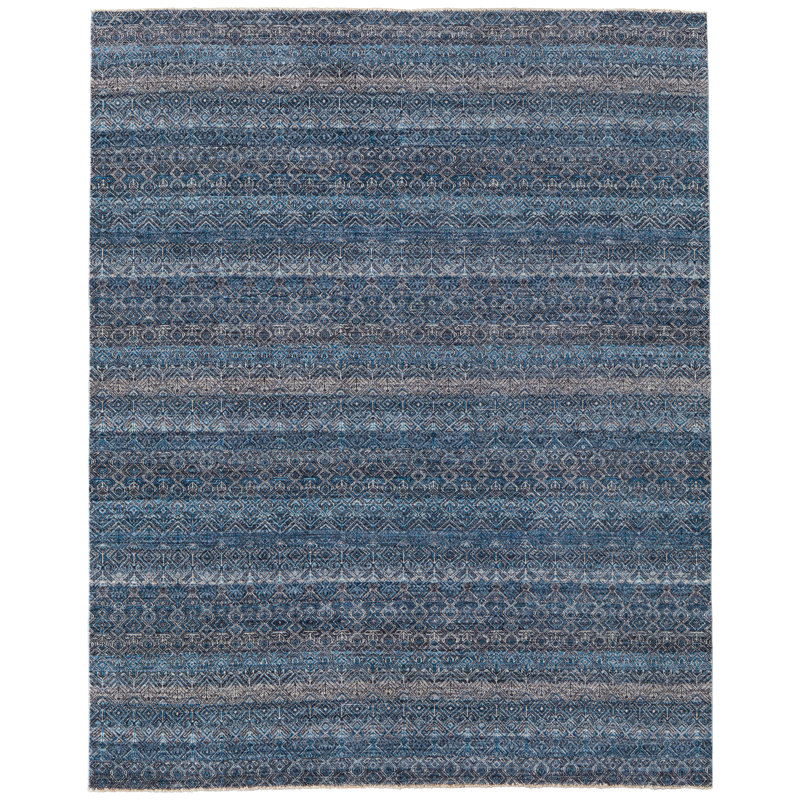 Tapis ikat bleu Teirtza, Rectangle 9 pi 6 po x 13 pi 6 po