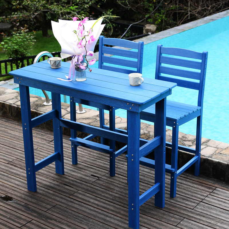 Tabourets de bar American Design, ensemble de conversation pour 2 personnes, bleu marine, jardin extérieur, imperméable, bleu entretien et sièges, design,