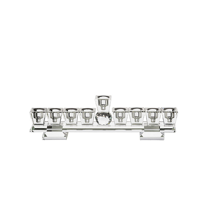 Menorah en cristal plat avec support