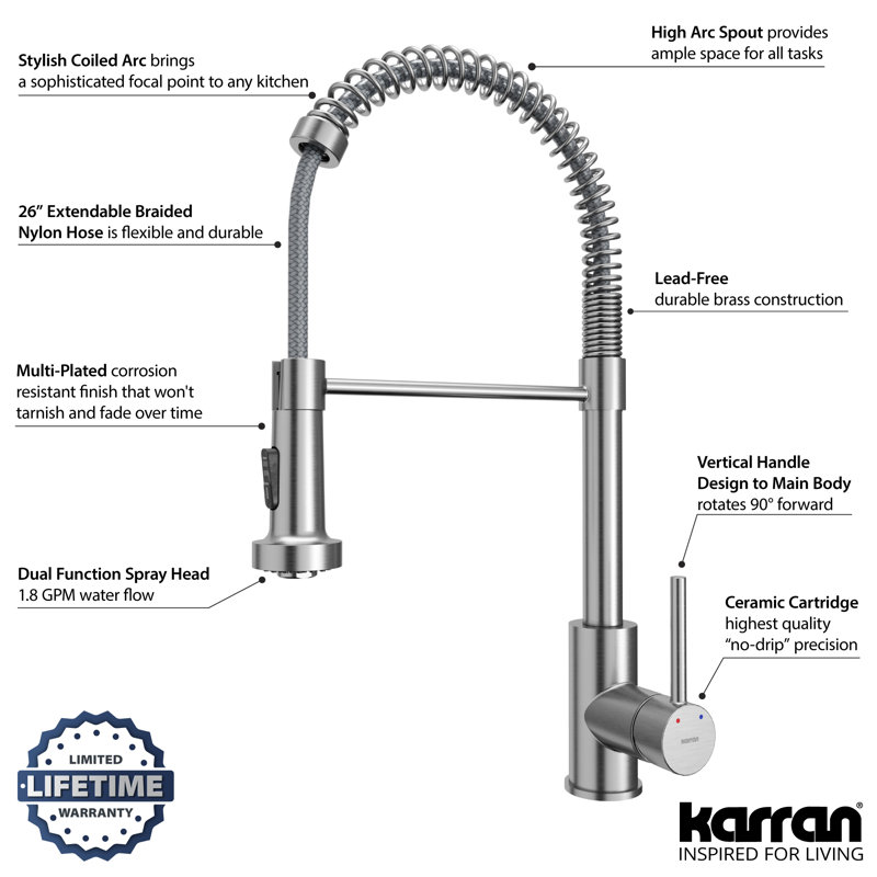 Robinet de cuisine Karran Kadira, Acier inoxydable