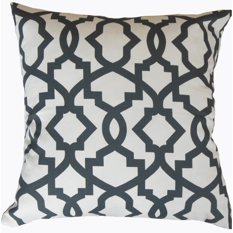Oma Square Pillow Cover & Insert, Cream/Navy, Height(24") x Width(24")