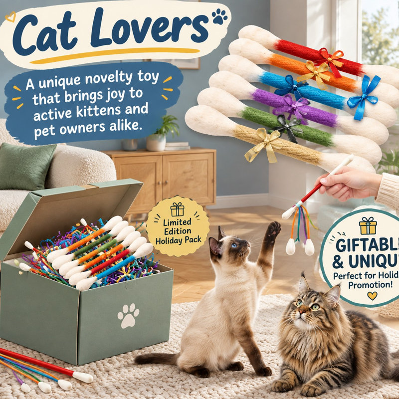 Ensemble de 6 jouets colorés à l'herbe à chat en forme de coton-tige, comprenant un jouet à mâcher résistant et des bâtonnets à mâcher pour la dentition des chats, un cadeau idéal pour les amoureux des chats.