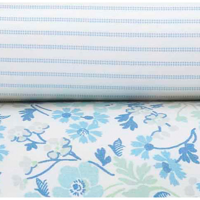 Laura Ashley Solid Ruffled Cotton Bed Skirt, Grand lit, Rayures bleues Jaynie