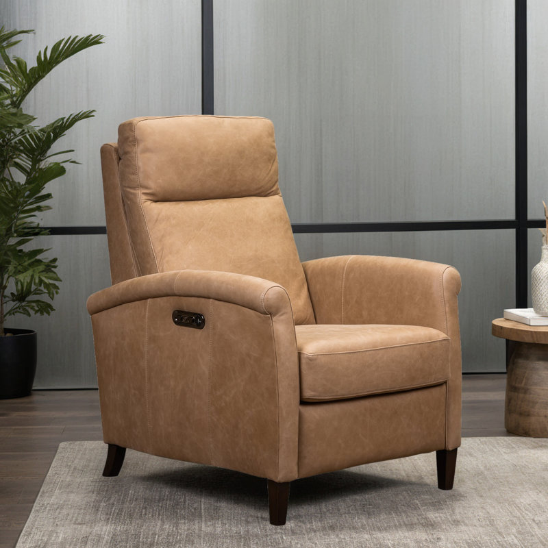 Fauteuil inclinable en cuir Jumar, Brun clair