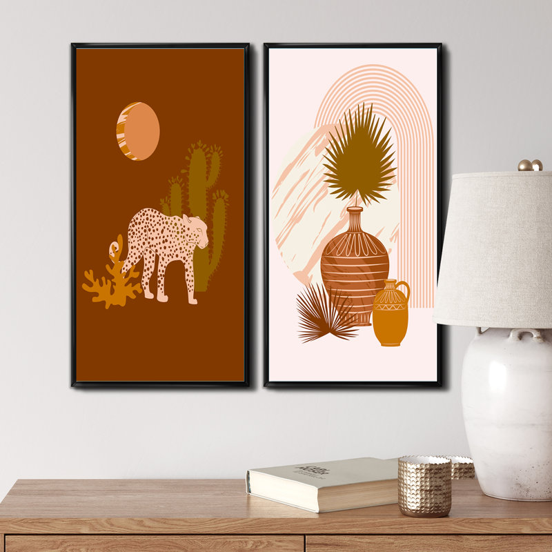 «Tropical Boho Wildlife Decor III», ensemble de 2 impressions, H 32 po x l 32 po x P 1 po, Cadre noir