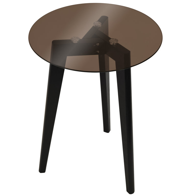 Glass Top End Table, Tinted, Black