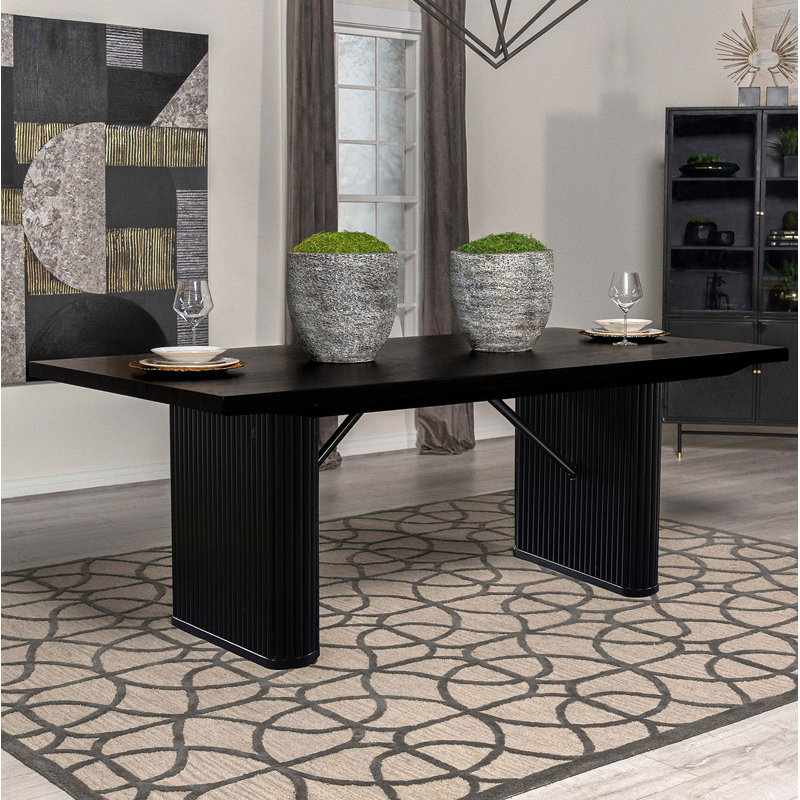 Catherine Rectangular 84-Inch Wood Dining Table Black