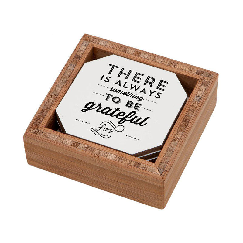 Wood 4 Piece Coaster Set