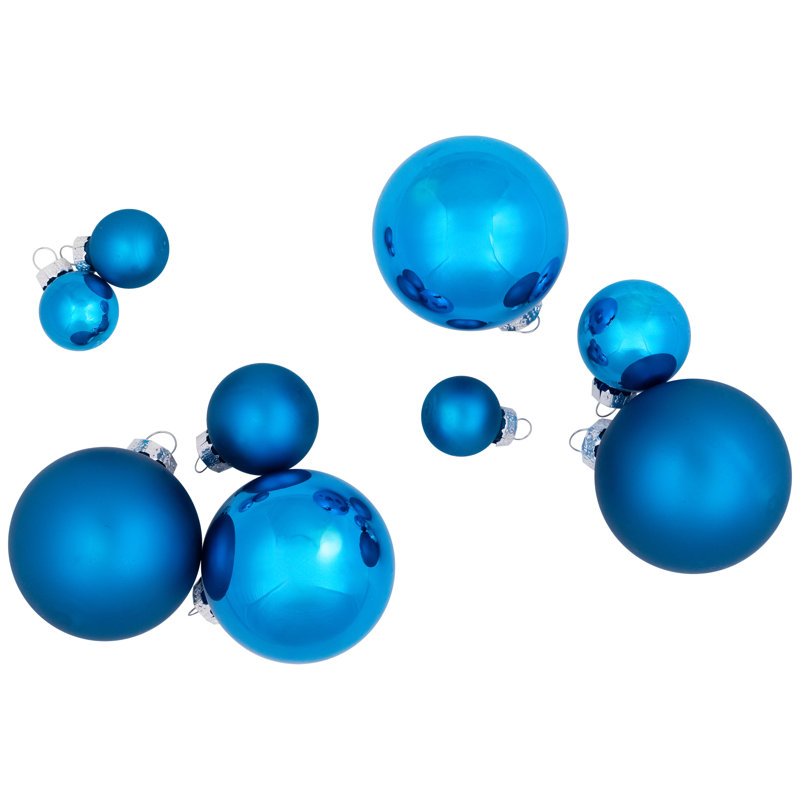 40-Piece Blue Matte and Shiny Glass Christmas Ball Ornament Set
