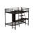Black Full Size Bed With Bunk, Led Lights, Desk, And - Tipping Wall Attachment For Secure Placement Bunk Twin, Built In Workspace, Guardrails, Lighting Customization